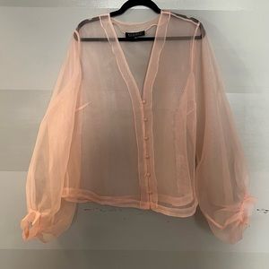 Eloquii Sheer Organza blouse in pale pink size 18